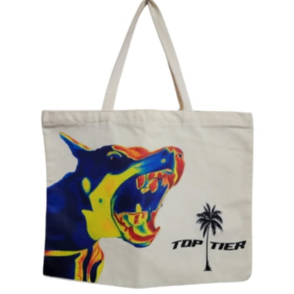 Thermal-Camera Dobermann Dog Barking Large Zippered Tote Bag